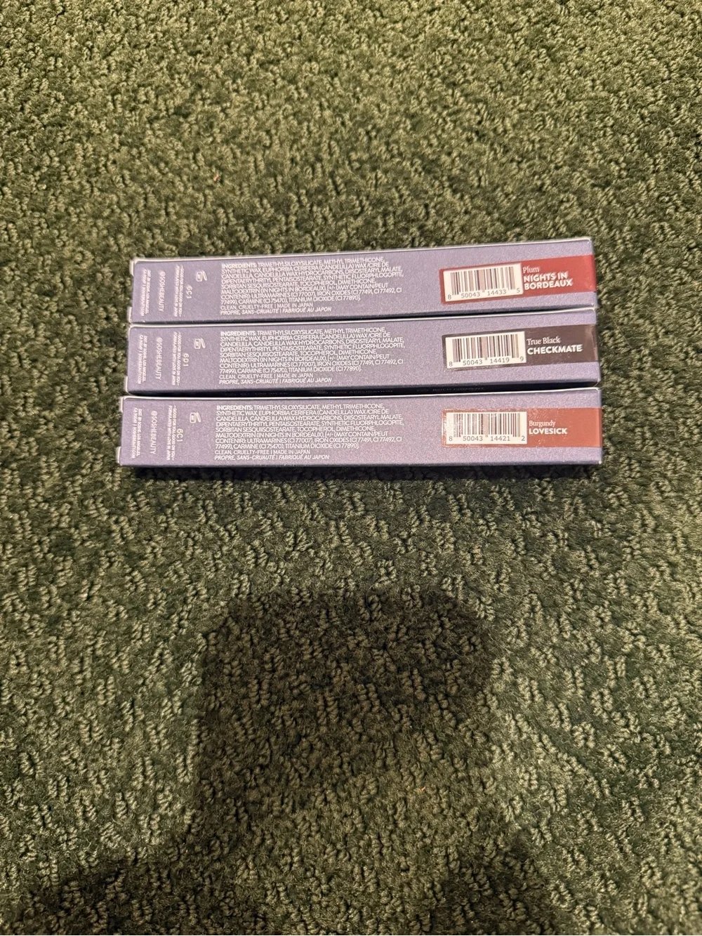 SOSHE branded waterproof  eyeliner in sleek navy boxes 3 pack in 3 colors